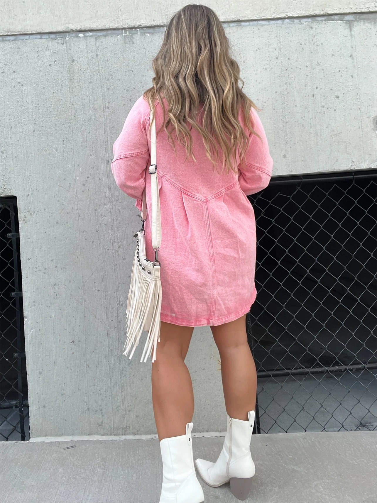 JO | Chic turn-down collar denim midi dress