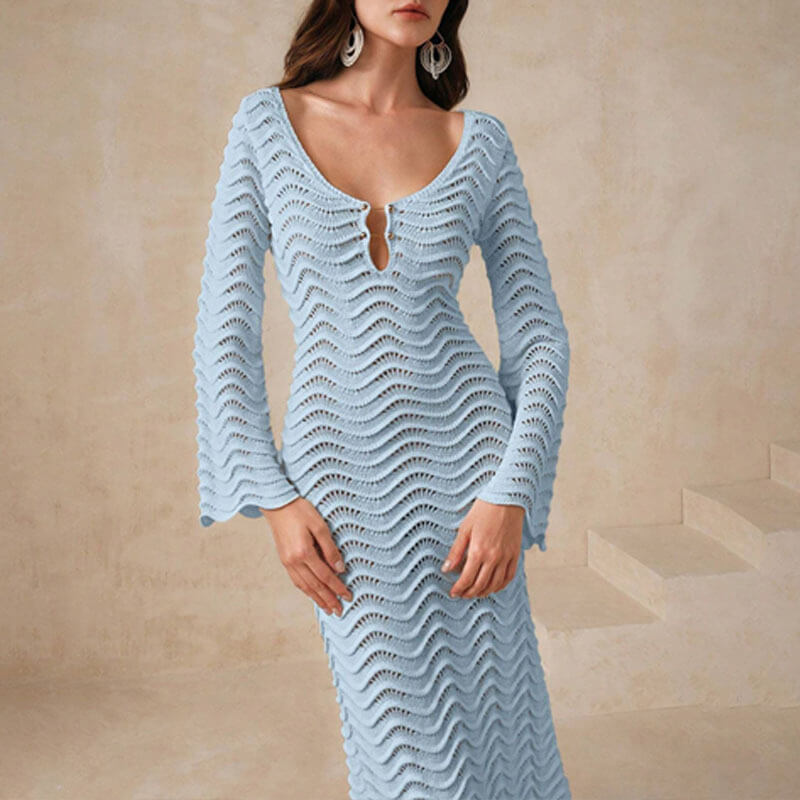 JO | elegant crochet midi dress for women
