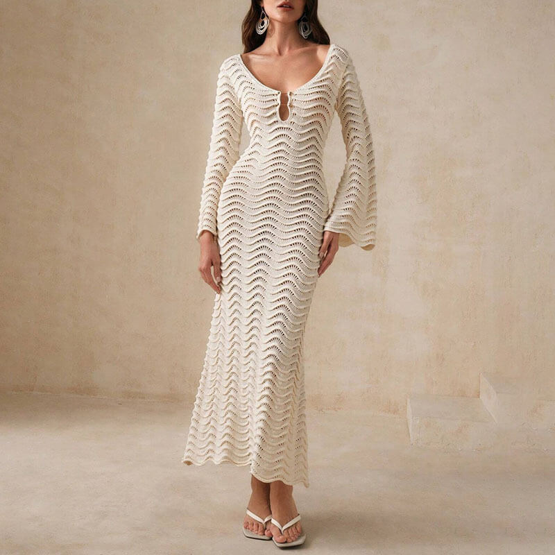 JO | elegant crochet midi dress for women