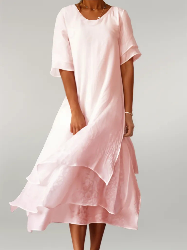 JO | Flowing midi dress in a layered look