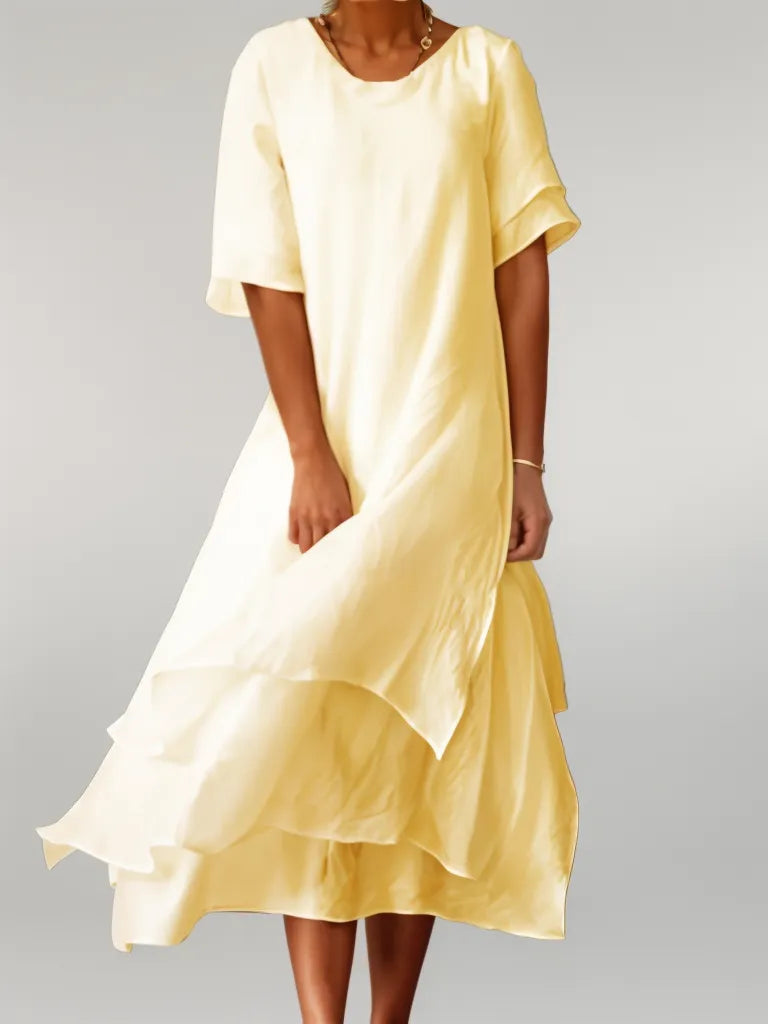 JO | Flowing midi dress in a layered look