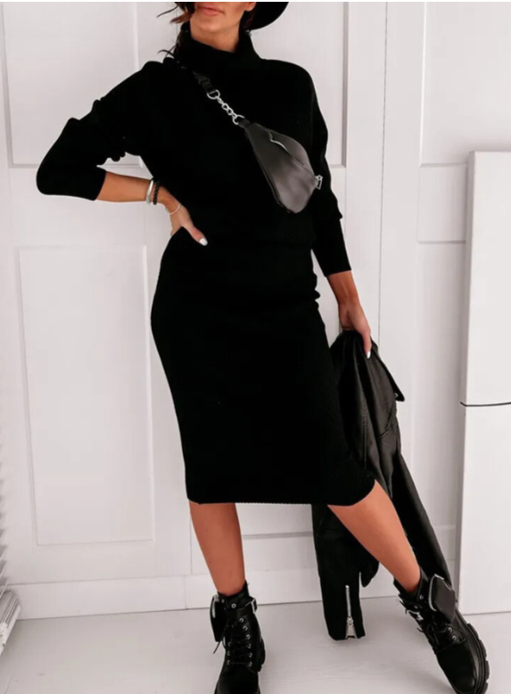 JO | Elegant rib knit sweater and skirt set
