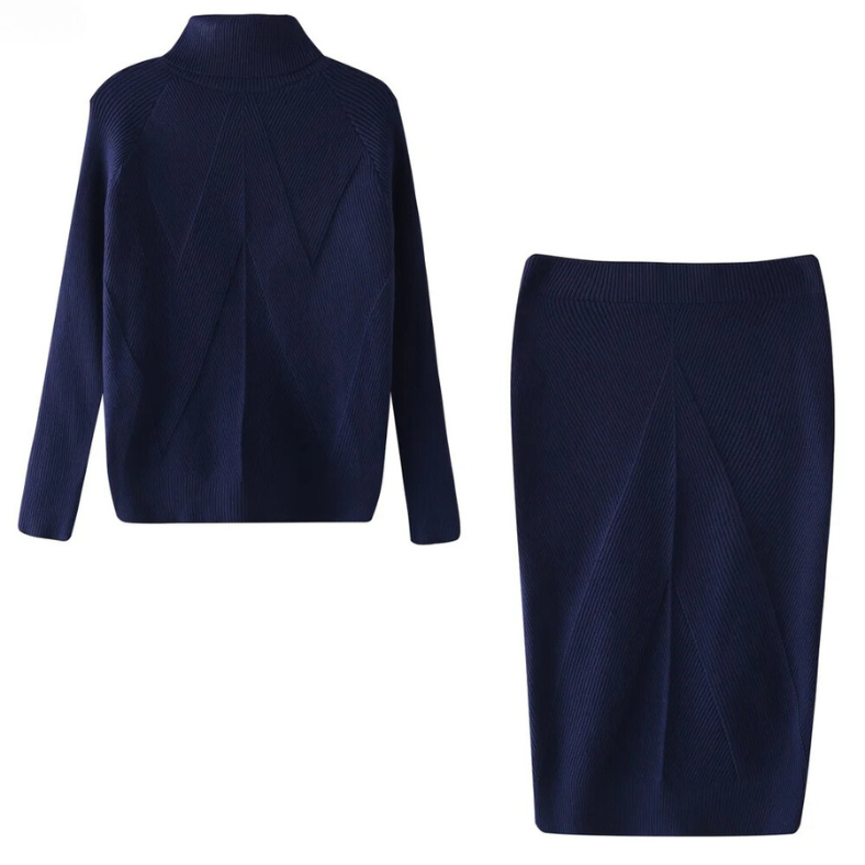 JO | Elegant rib knit sweater and skirt set