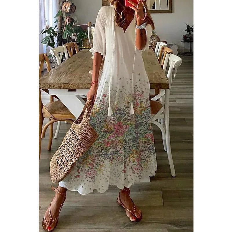 JO | Elegant loose cotton linen maxi dress 1 + 1 FREE