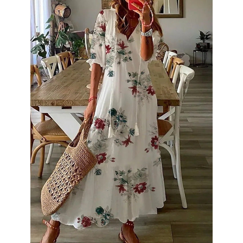 JO | Elegant loose cotton linen maxi dress 1 + 1 FREE