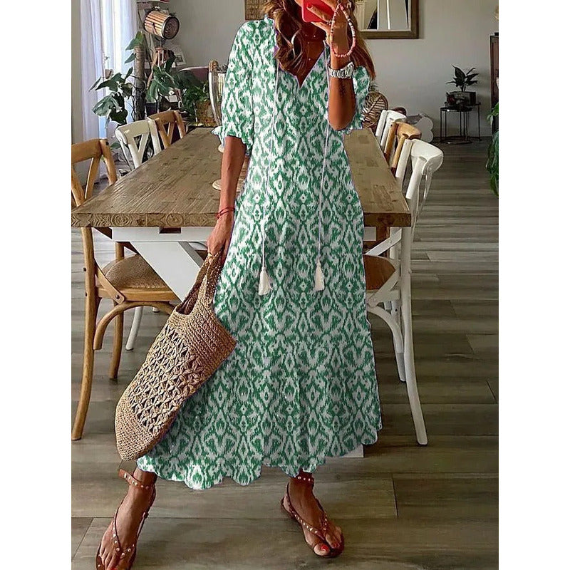 JO | Elegant loose cotton linen maxi dress 1 + 1 FREE