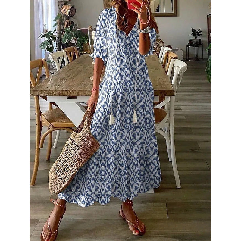 JO | Elegant loose cotton linen maxi dress 1 + 1 FREE