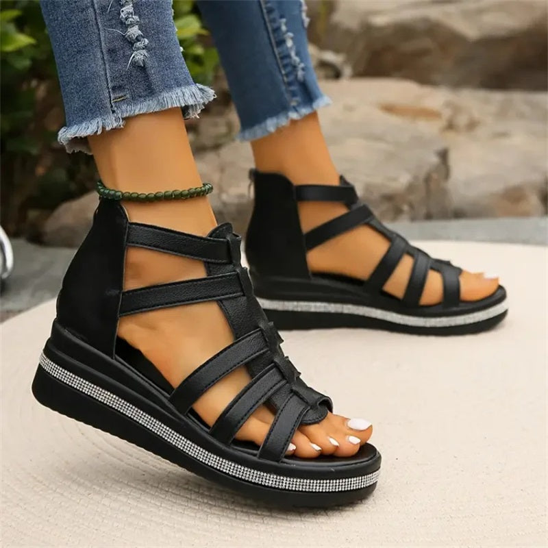 JO | Wedge sandals with rhinestones