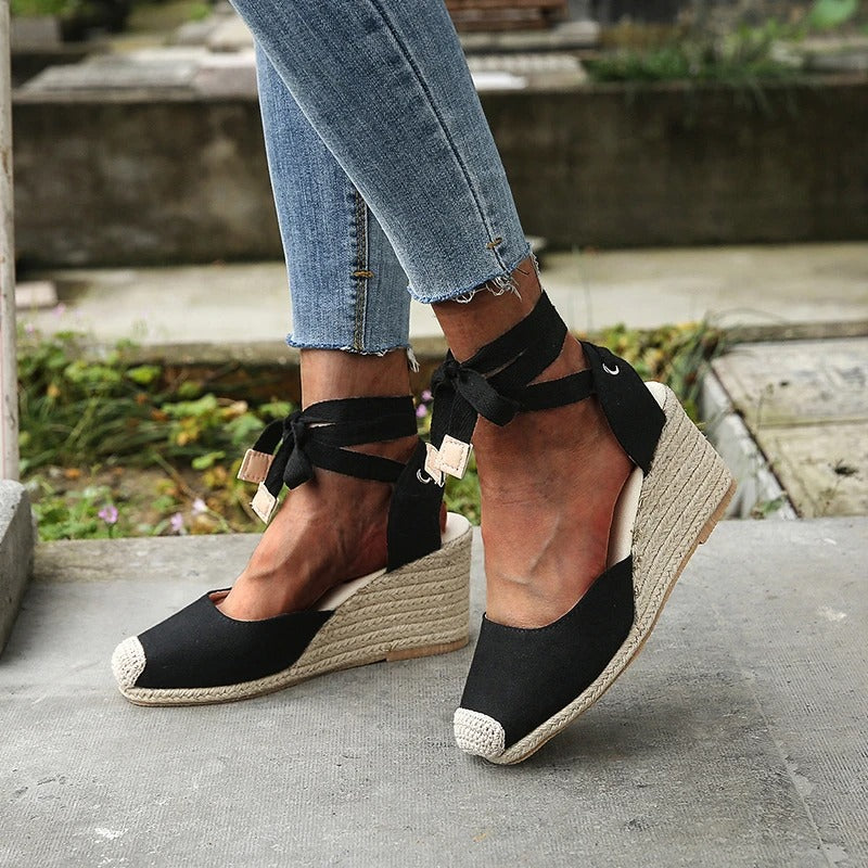 JO | - Platform sandals with bow straps