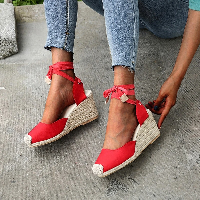 JO | - Platform sandals with bow straps