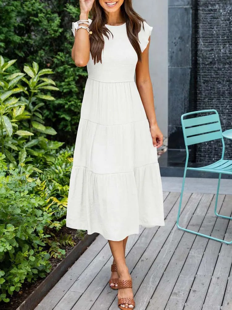 JO | Flowing tiered midi dress