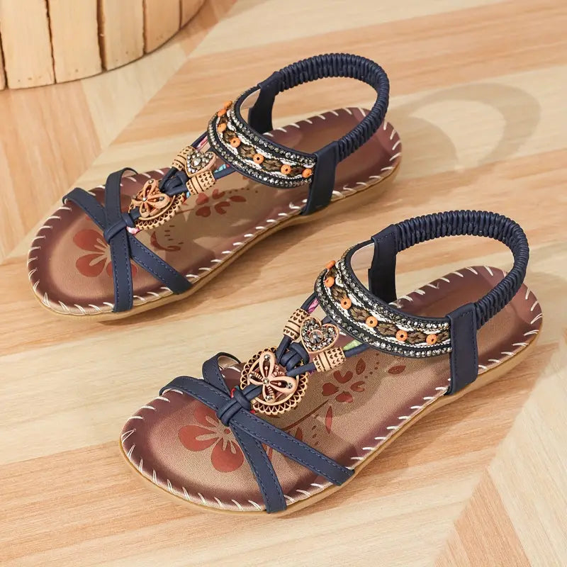 JO | | Elegant orthopaedic sandals with rhinestone butterfly motif