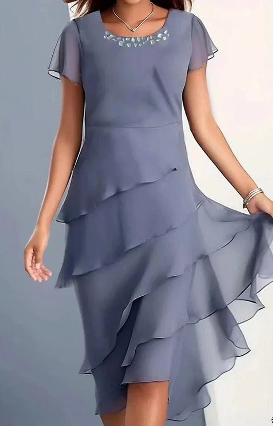 JO | Midi dress in chiffon with layers