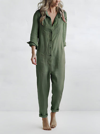 JO | Long-sleeved jumpsuit with button placket