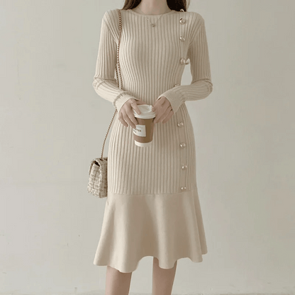 JO | elegant ribbed midi dress for women