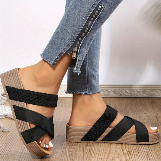 JO | | Women's sandals with wedge heel and braided straps