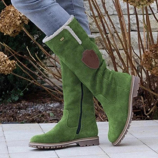JO | Fashion flat knee-high snow boots with zipper