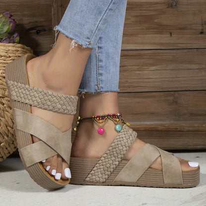 JO | | Women's sandals with wedge heel and braided straps