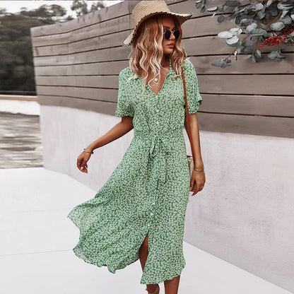 JO | chic women's midi dress with buttons