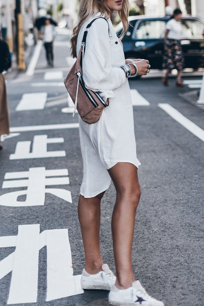 JO | Casual Street Solid Color Buckle Buttons Slit Swimsuits Cover Up