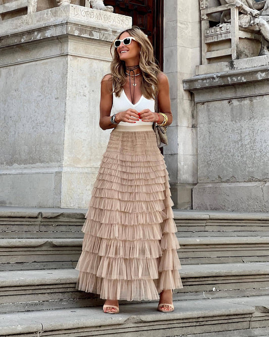 JO | Maxi skirt with ruffles and tulle