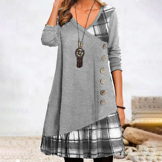 JO | Long sleeve plaid midi dress