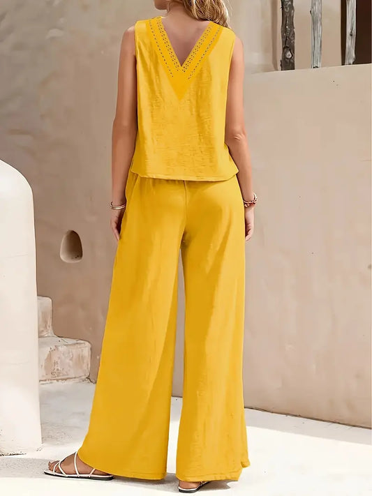 JO | Set of sleeveless top and wide-leg pants