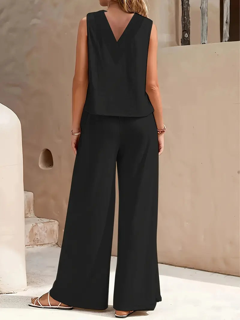 JO | Set of sleeveless top and wide-leg pants