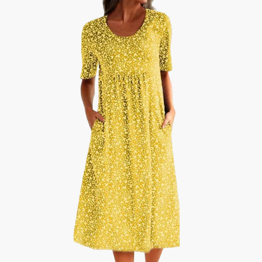 JO | Women's boho midi dress with short sleeves and pockets