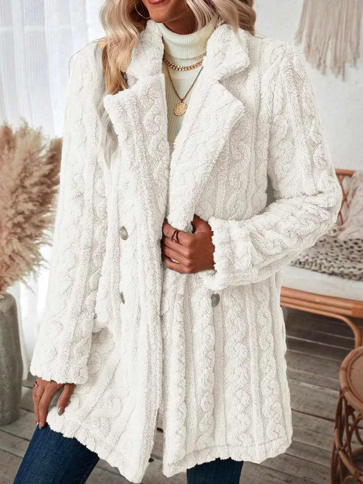 JO | Double-breasted flannel winter coat
