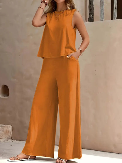 JO | Set of sleeveless top and wide-leg pants