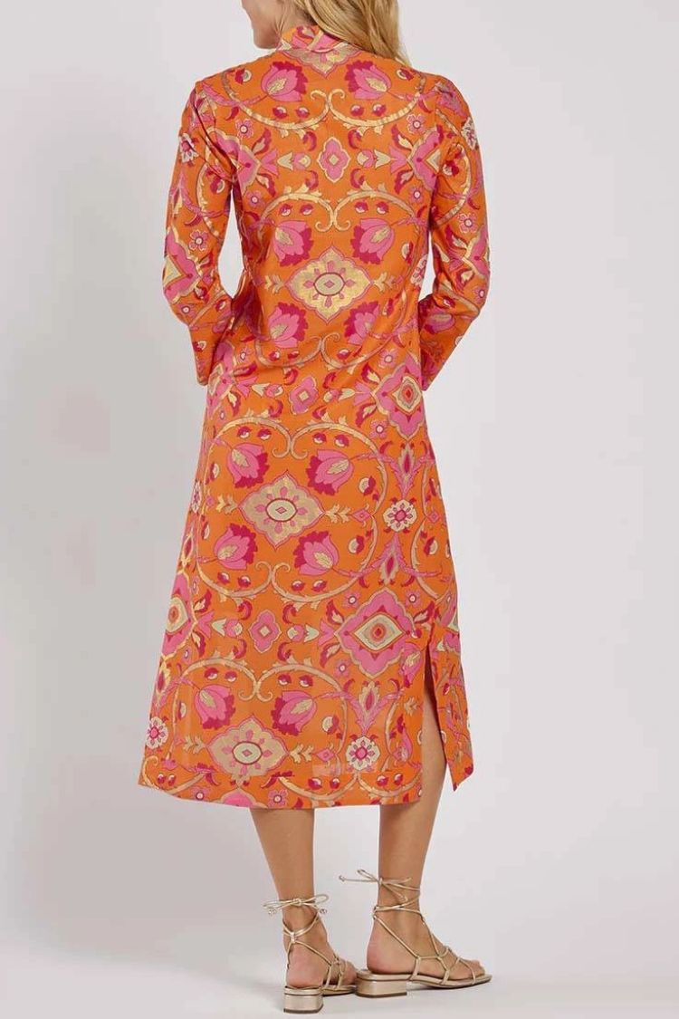 JO | Printed midi dress with stand-up collar