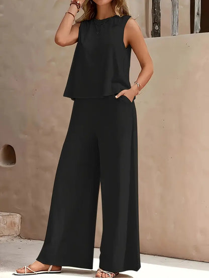 JO | Set of sleeveless top and wide-leg pants