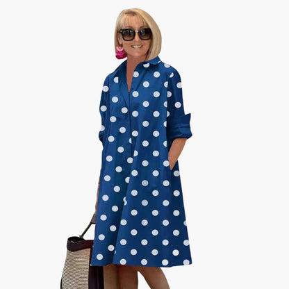 JO | Women's midi dress with long sleeves and polka dot print