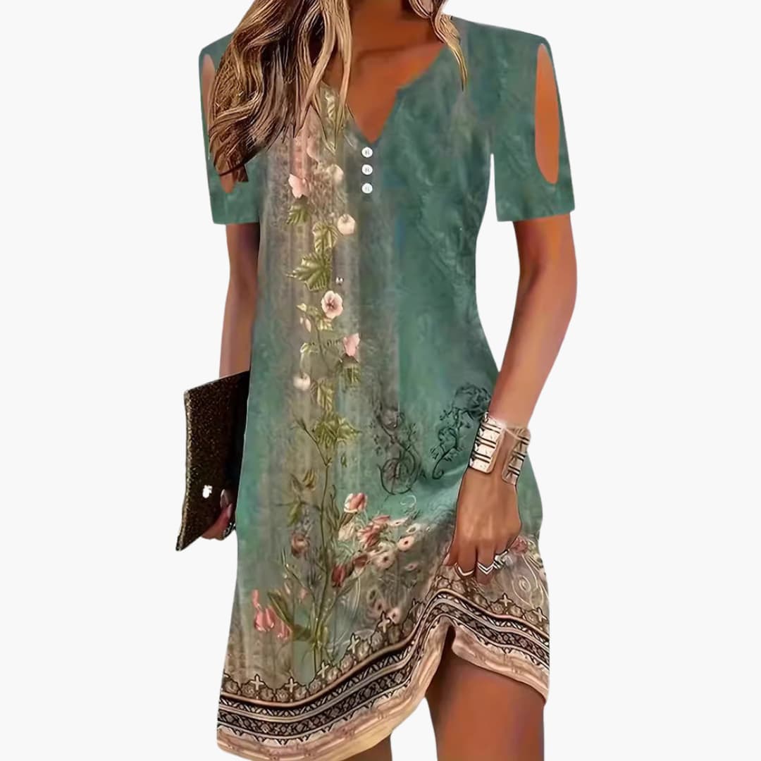 JO | Women's boho midi dress with cut-out sleeves and slit