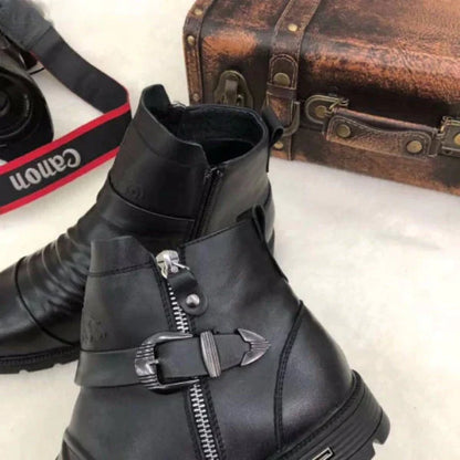 JO | Hand-stamped boots with zipper