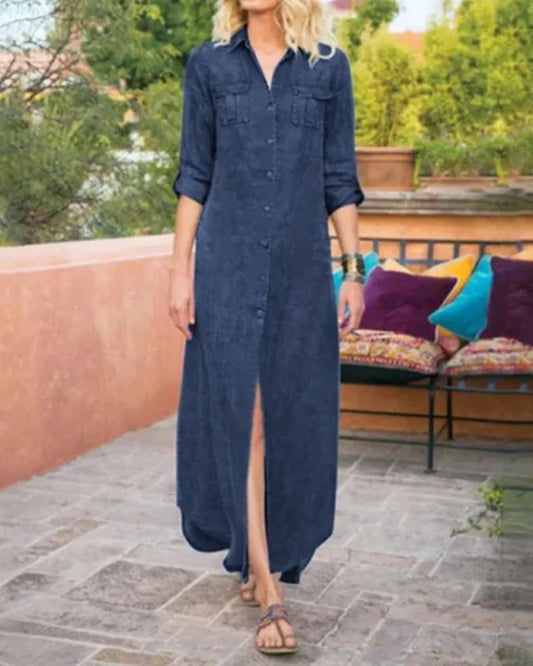 JO | versatile long-sleeved maxi dress for casual and smart occasions