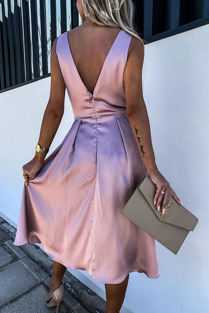 JO | Hold You In My Memory Satin Midi Dress