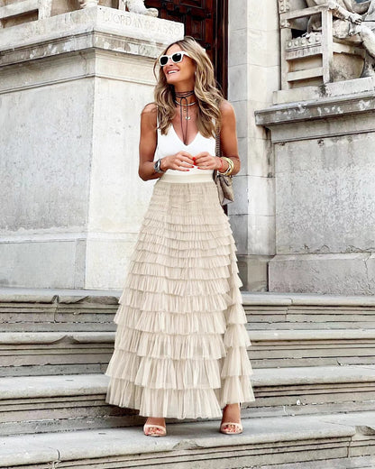 JO | Maxi skirt with ruffles and tulle