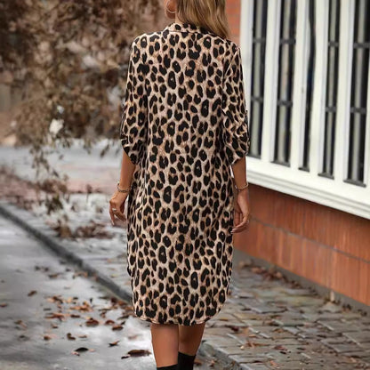 JO | Leopard Print Beach Cover-up V-Neck Robe Vacation Bikini Dress