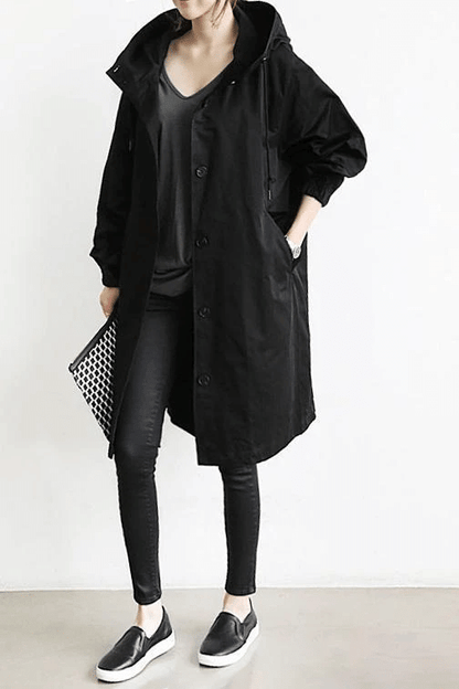 JO | Stylish, plain-colored, loose trench coat