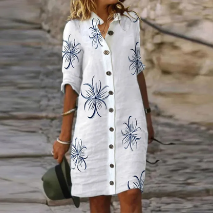 JO | Fashionable, straight-cut trapeze shirt with butterfly print, casual outfit