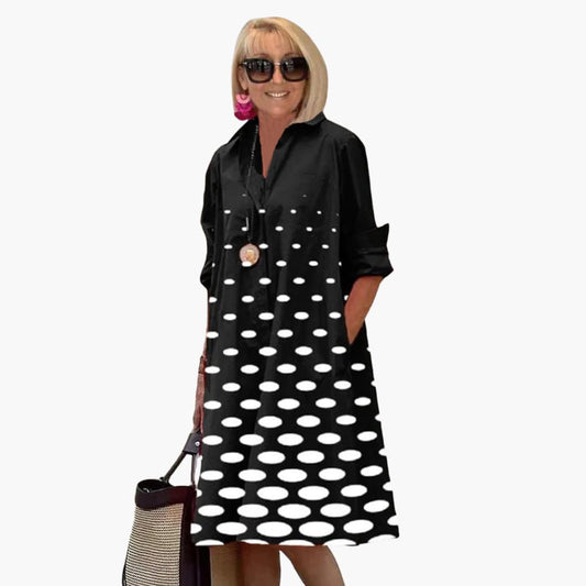 JO | Women's midi dress with long sleeves and polka dot print