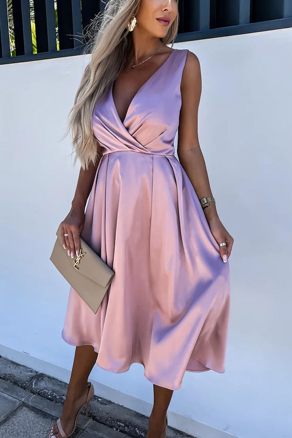 JO | Hold You In My Memory Satin Midi Dress