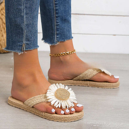 JO | Women's flat casual bohemian sandals with flower