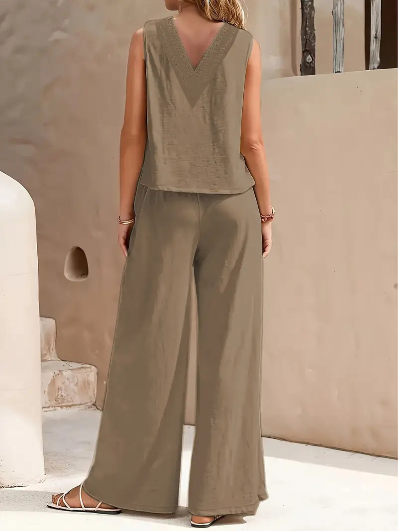 JO | Set of sleeveless top and wide-leg pants