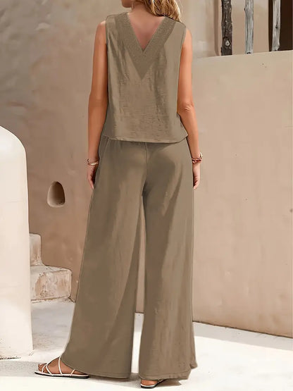 JO | Set of sleeveless top and wide-leg pants