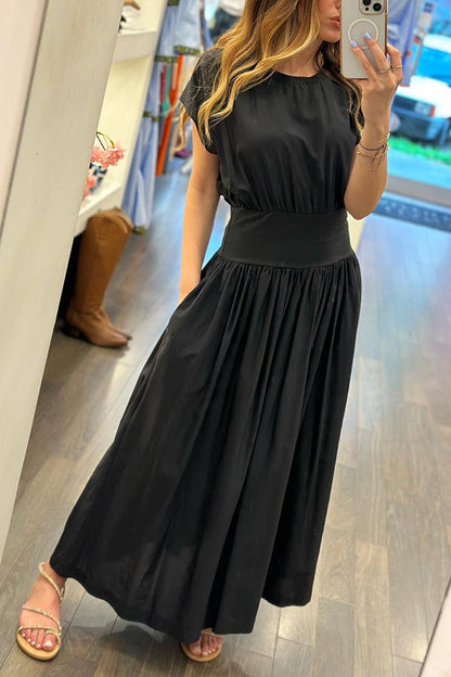 JO | MAKE A LIST ELASTIC WAIST RELAXED MIDI DRESS WITH POCKETS
