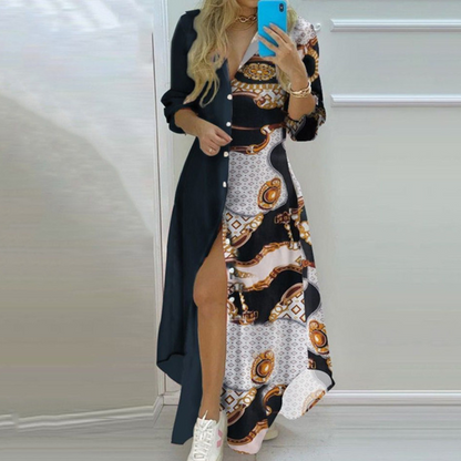 JO | elegant long-sleeved maxi dress for casual and formal occasions
