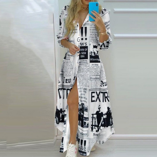 JO | elegant long-sleeved maxi dress for casual and formal occasions